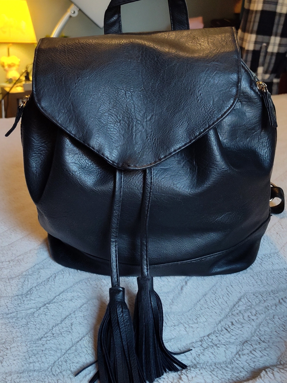 Vintage! Atmosphere Black Tassel Drawstring Backpack